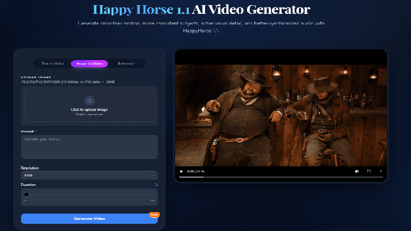 Happy Horse 1.1 AI Video Generator - Product Image