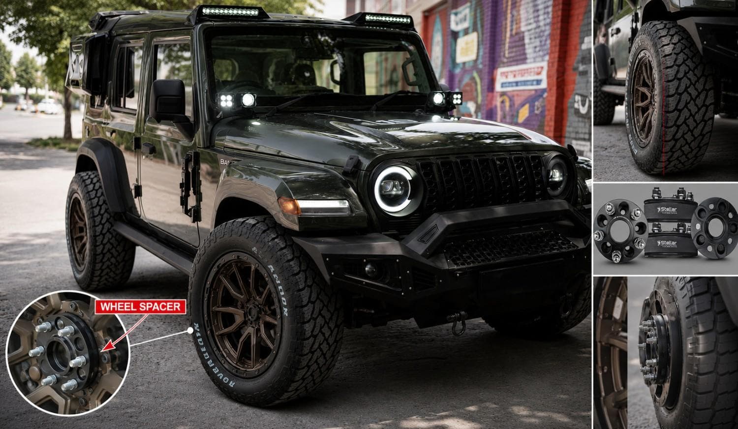Wheel Spacers and Alloy Wheels for the Mahindra Thar: Before and After the Stance Change - Product Image